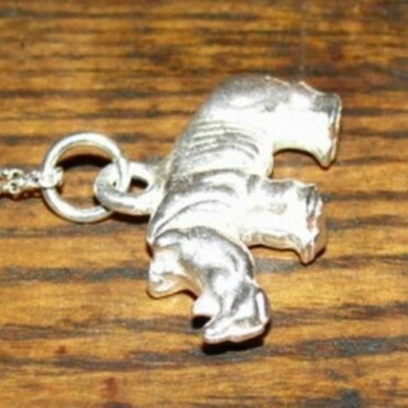 Sterling Silver Rhino Charm Necklace Alberto Juan - Picture 2 of 6